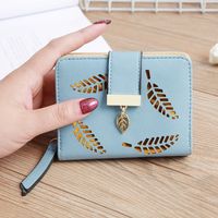 Korean Hollow Leaf Flower Two Fold Wallet sku image 9