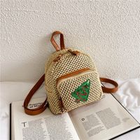 Korean Straw Woven Bag Fashion Woven Pineapple Backpack sku image 2