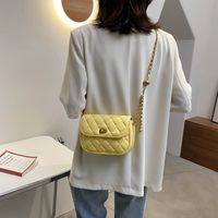 Fashion Rhombic Chain Solid Color Shoulder Messenger Small Square Bag sku image 10