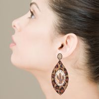 New Creative Leather Printing Leopard Print Cactus Earrings main image 1