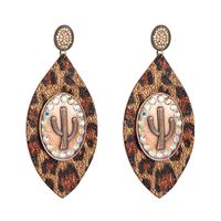 New Creative Leather Printing Leopard Print Cactus Earrings main image 7