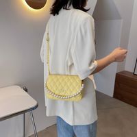 Fashion Pearl Chain Rhombus Embroidery Thread Messenger Small Square Bag Wholesale main image 4