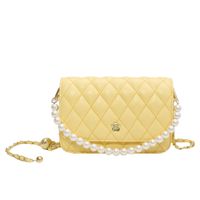 Fashion Pearl Chain Rhombus Embroidery Thread Messenger Small Square Bag Wholesale main image 6