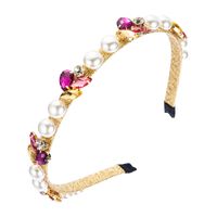 Korean Color Rhinestone Imitation Pearl Hair Band main image 6