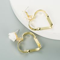 Korean Hollow Heart-shape Rose Earrings Wholesale main image 4