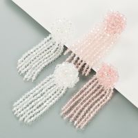 Fashion Crystal Woven Flower Long Tassel Earrings Wholesale main image 1