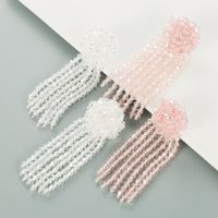 Fashion Crystal Woven Flower Long Tassel Earrings Wholesale main image 2