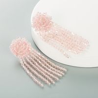 Fashion Crystal Woven Flower Long Tassel Earrings Wholesale main image 3