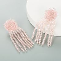 Fashion Crystal Woven Flower Long Tassel Earrings Wholesale main image 4