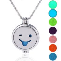 European And American Pendant Trend Atmosphere Fashion Hip Hop Smiley Face Expression Handmade Diy Aromatherapy Luminous Pendant Ornaments Necklace main image 3