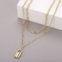 Fashion Lock Double Layer Alloy Necklace main image 3