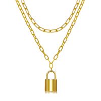 Fashion Lock Double Layer Alloy Necklace main image 6