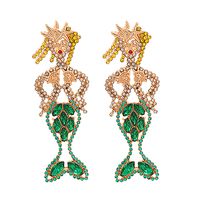 Fashion Alloy Diamond-studded Acrylic Mermaid Earrings Wholesale main image 1