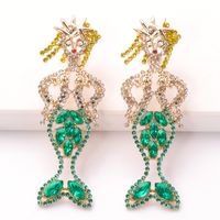 Fashion Alloy Diamond-studded Acrylic Mermaid Earrings Wholesale main image 4