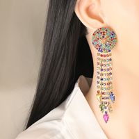 Fashion Diamond Tassel Alloy Earrings Wholesale main image 3