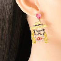 Fashion Alloy Diamond-studded Character Geometric Earrings main image 3