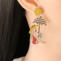 Fashion Alloy Diamond-studded Acrylic Earrings Wholesale main image 3