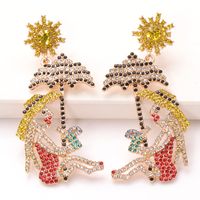Fashion Alloy Diamond-studded Acrylic Earrings Wholesale main image 4