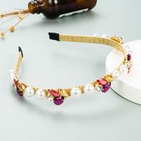 Korean Color Rhinestone Imitation Pearl Hair Band sku image 3