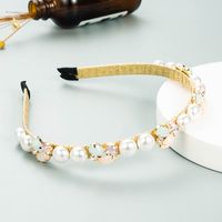 Korean Color Rhinestone Imitation Pearl Hair Band sku image 4