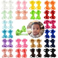 Hot Selling Multi-color Children's Solid Color Bow Hairpin Set sku image 1