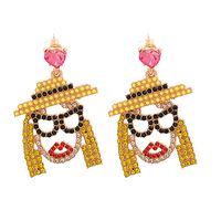 Fashion Alloy Diamond-studded Character Geometric Earrings sku image 1