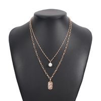 Fashion Pearl Double-layer Square Brand Necklace Wholesale sku image 1