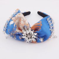 Baroque Diamond-studded Tassel Bow Flower Headband sku image 2