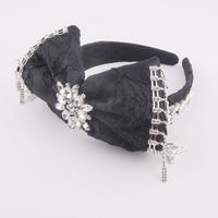 Baroque Diamond-studded Tassel Bow Flower Headband sku image 3