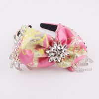 Baroque Diamond-studded Tassel Bow Flower Headband sku image 4