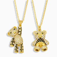 Fashion Bear Copper Inlaid Zircon Necklace Wholesale main image 1