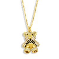 Fashion Bear Copper Inlaid Zircon Necklace Wholesale main image 4