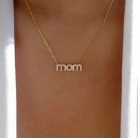 Fashion Single Layer Mom Letters Diamond Necklace Wholesale main image 1
