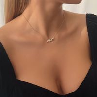 Fashion Single Layer Mom Letters Diamond Necklace Wholesale main image 4