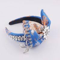 Baroque Diamond-studded Tassel Bow Flower Headband main image 3