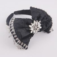 Baroque Diamond-studded Tassel Bow Flower Headband main image 4
