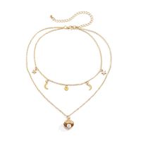 Retro Double Layer Open Shell Pearl Thin Chain Necklace Wholesale main image 6