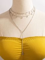 Fashion Simple Star Bell Tassel Moon Pendant Three-layer Necklace main image 1