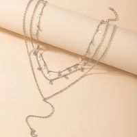 Fashion Simple Star Bell Tassel Moon Pendant Three-layer Necklace main image 3