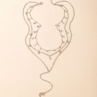 Fashion Simple Star Bell Tassel Moon Pendant Three-layer Necklace main image 5