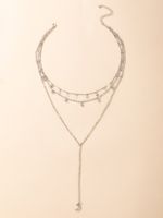 Fashion Simple Star Bell Tassel Moon Pendant Three-layer Necklace main image 6