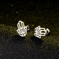 Simple Style Hand Of Fatima Stainless Steel Plating Ear Studs 1 Pair main image 1