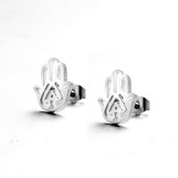 Simple Style Hand Of Fatima Stainless Steel Plating Ear Studs 1 Pair main image 2