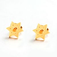 Simple Hexagonal Star Gold Earrings Wholesale main image 1