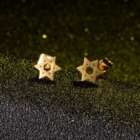 Simple Hexagonal Star Gold Earrings Wholesale main image 3