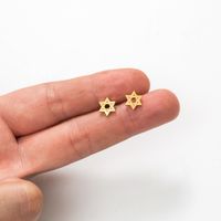 Simple Hexagonal Star Gold Earrings Wholesale main image 4