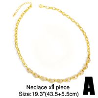 Fashion Geometric Copper Zircon Necklace Two-pieces Set main image 3