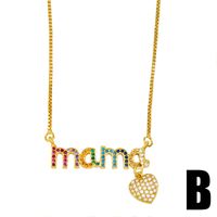 Fashion Micro-inlaid Color Zircon Letter Mom Copper Necklace main image 4