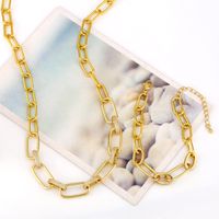 Hip Hop Geometric Diamond Copper Short Necklace Two-pieces Set main image 5