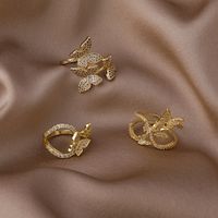Fashion Three-dimensional Zircon Butterfly Ring main image 3